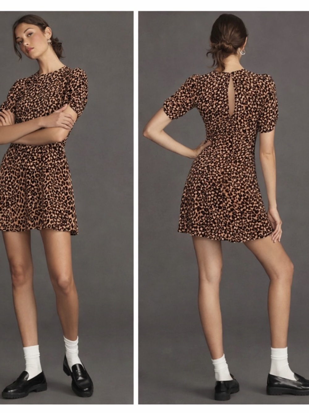 Reformation Gracie dress short sleeve leopard animal print new S